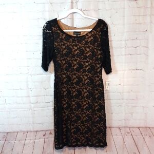 Y2K Whimsigoth  Black Lace Feminine Silhouette Sheath Dress  NWT SZ 10